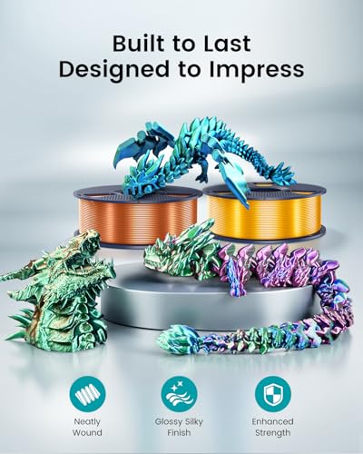 SUNLU Silk PLA+ Filament 1.75mm Multicolor 250gx4, Silky Glossy PLA Plus 3D Printer Filament Bundle, Red Gold+Blue Green+Red Blue+Green Purple YOOPAI
