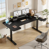 EnHomee 71 Inch Standing Desk Adjustable Electric with Monitor Stand, Computer Desk with Power Strip, Memory Height Home Office Desk for Home and Study Room, Black EnHomee