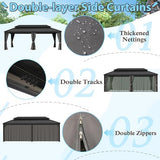 Yardenaler 14x20 FT Hardtop Gazebo Canopy with Double Galvanized Steel Roof, Permanent Outdoor Pavilion with Curtain & Mesh Netting for Patio. Garden, Backyard, Black Yardenaler