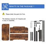 BUNOEM L-Shaped 59" Height Adjustable Electric Standing Desk, Sit and Stand Up Home Office Computer Desk with Splice Board (Rustic Brown Top, Black Frame) BUNOEM