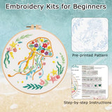 Louise Maelys Animal Embroidery Kit for Beginners-DIY Cross Stitch Starter Craft Kit for Adults Including Cloth with Pattern, Hoop, Needles Instruction and Threads（Jellyfish）