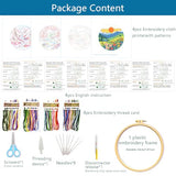 Zhenqing Mountain Landscape Embroidery Kit 4 Pack, Seasonal Scenery Craft Set with 20cm Hoop, Printed Designs on 29x29cm Cotton Fabric, DIY Nature Wall Art (JC0166)