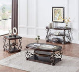 3 Piece Living Room Table Set,Glass Coffee Table with End Table Console Table,Coffee Table Set with Glass Top and Metal Frame for Home Office, Faux Marble Shelf Retro Centre Table and End Table Set Henf