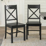 Walker Edison Modern Farmhouse Wood X-Back Armless Dining Chairs Kitchen, Set of 2, Black Walker Edison