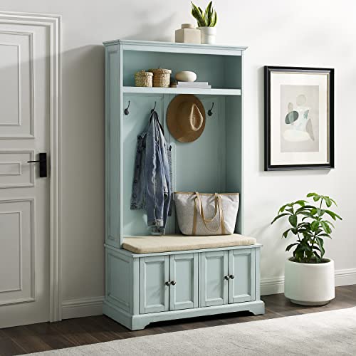 Crosley Furniture Holbrook Hall Tree, Distressed Seafoam Blue Crosley Furniture