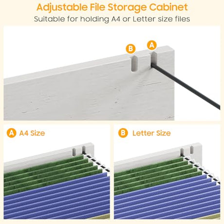 Vabches Farmhouse Executive Desk with 4 Drawers, Home Office Desk with File Drawer, Wood Computer Desk with Storage, Rustic Office Desk for Work Study Writing, Brown White Vabches