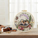 Needlework Embroidery Kit for Beginners,Dog and Record Player Pattern Handmade Cross Stitch Sewing Craft Kit,7.87 inch Hoop,Floss & Needles for Craft Lover Gifts 29 * 29cm