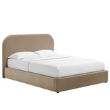 Modway Keynote Modern King Size Bed Frame with Curve Shaped Headboard in Taupe, Upholstered Performance Velvet King Platform Bed, Soft Cloud Bed Frame, No Box Spring Needed Modway