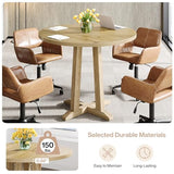Tribesigns Small Conference Table for 2-4 People, 31.5" Round Office Meeting Table with Unique & Sturdy Pedestal, for Conference Room, Small Spaces, Natural Wood Color Tribesigns