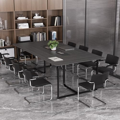 Zethvax 8FT Conference Table,Conference Room Table with Grommet,Stable Structure,Adjustable Foot Pads,Large Seminar Table for Office Meeting 94.4 L x 47.2 W x30.7 H (Gray) Zethvax