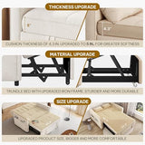 DWVO 3 in 1 Convertible Sleeper Sofa Bed, 55" Pull Out Sofa Bed with Adjustable Backrest and USB, Velvet Futon Couch with Side Pockets for Living Room, Beige DWVO