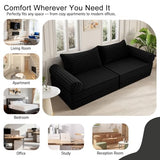 MeMoreCool Convertible Sofa Bed, Folding Floor Couch Bed Queen, Pull Out Sleeper Couch with Pillows, Fold Out Futon Sofa for Bedroom Living Room Small Space, Corduroy Black MeMoreCool
