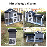 HOMLOVLY Rabbit Hutch Bunny Cage, Large Wooden Rabbit House Indoor Outdoor with Removable Trays, UV Panel, Guinea Pig Chicken Coop Pet House for Small Medium Animals, Black HOMLOVLY