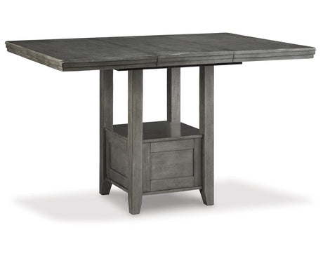 Signature Design by Ashley Hallanden Modern Farmhouse Counter Height Dining Room Extension Table, Dark Gray Signature Design by Ashley