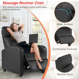 FDW Recliner Sofa Massage Chair Home Theater Seating with Lumbar Support and Padded Backrest for Living Room and Bedroom (Leather, Black) FDW