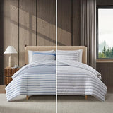 Eddie Bauer - Twin Duvet Cover Set, Luxuriously Soft Bedding with Matching Sham, Buttons & Corner Ties to Ensure Placement (Cooper Stripe Blue, Twin) Eddie Bauer