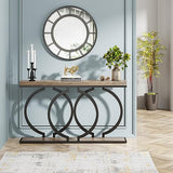 Tribesigns Console Table, 55-Inch Industrial Entryway Table with Geometric Metal Frame, Narrow Long Wood Accent Sofa Table for Living Room, Entrance, Hallway, Vintage Grey Tribesigns