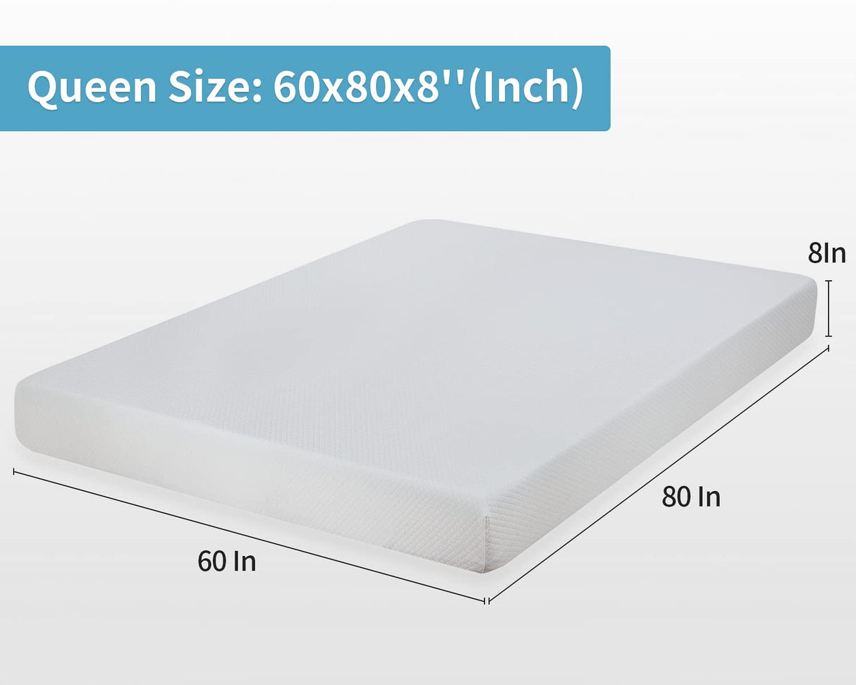 PayLessHere 8 Inch Queen Gel Memory Foam Mattress Fiberglass Free/CertiPUR-US Certified/Bed-in-a-Box/Cool Sleep & Comfy Support PayLessHere