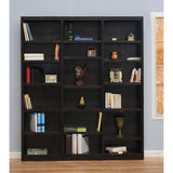 Home Square 84" Triple Wide Wood Bookcase in Chocolate - Set of 2 Home Square