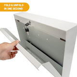 Yeeoy Wall Mount Folding Desk with Chalkboard Front, Space-Saving Floating Desk Design, Laptop Desk Foldable Tabletop for Bathroom Kitchen Office Bedroom, Key Lock, Beige Yeeoy