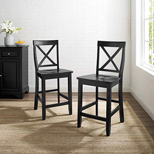 Crosley Furniture X-Back Bar Stool (Set of 2), 24-inch, Black