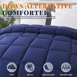 Cosybay Down Alternative Comforter (Blue/Grey, Full) - All Season Soft Quilted Full Size Bed Comforter - Duvet Insert with Corner Tabs -Winter Summer Warm Fluffy, 82x86 inches Cosybay