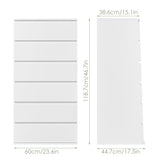FOTOSOK White Dresser, 6 Drawer Dresser, Modern Tall Floor Storage Cabinet with Metal Sliding Rail, Wooden Handleless Drawer Cabinet, 6-Layer Large Capacity Vertical Dressers for Home & Office FOTOSOK