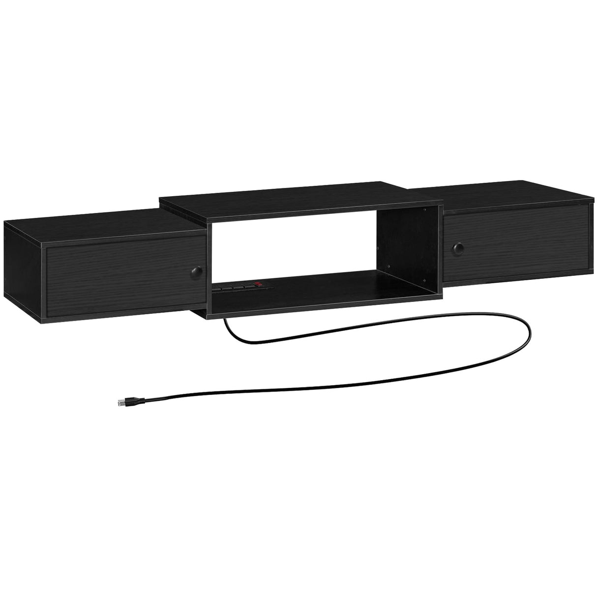 HOOBRO Floating TV Stand with Power Outlets 55", Modern Wall Mounted Media Console Shelf with Doors, Entertainment Center for Under TV Storage, for Living Room, Bedroom, Black BK11UDS01 HOOBRO