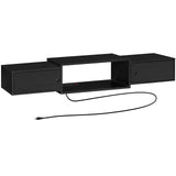 HOOBRO Floating TV Stand with Power Outlets 55", Modern Wall Mounted Media Console Shelf with Doors, Entertainment Center for Under TV Storage, for Living Room, Bedroom, Black BK11UDS01 HOOBRO