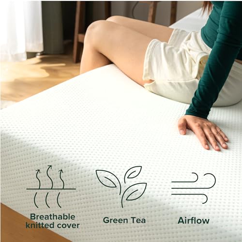ZINUS 5 Inch Green Tea Memory Foam Mattress [New Version], Twin, Fiberglass free, Medium Firm Feel, Zoned Pressure Relief, Certified Safe Foams & Fabric, Mattress in A Box Zinus