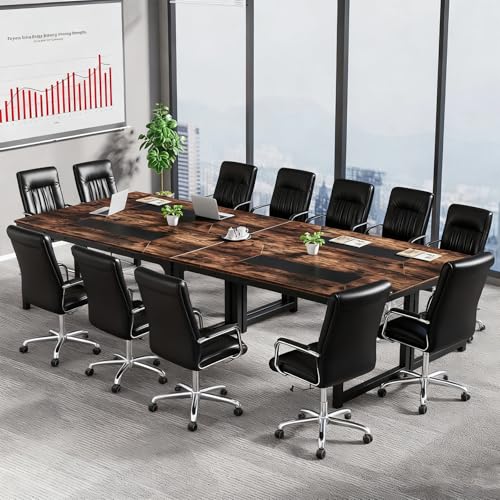 Tribesigns 6 ft Rectangular Conference Table, 70.9'' Industrial Modern Meeting Table for 6 People, Seminar Boardroom Table for Office Conference Room, Rustic Brown Tribesigns