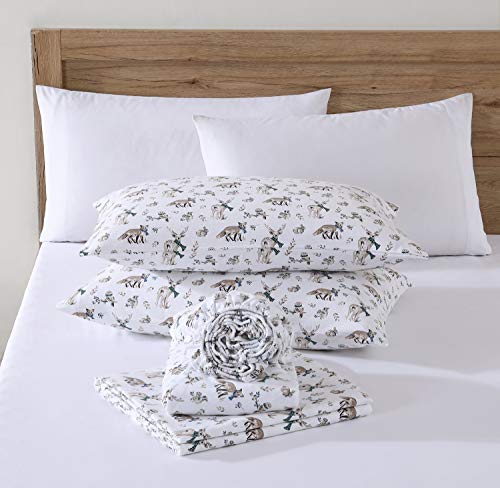 Eddie Bauer - Twin Sheets, Cotton Flannel Bedding Set, Brushed For Extra Softness, Cozy Home Decor (Woodland Friends, Twin) Eddie Bauer