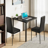 Gizoon Kitchen Table for 2, Table and Chairs Set of 2, 3 Piece Dinner Table Set with 2 Upholstered PU Leather Chairs for Dining Room, Living Room, Apartment, Small Space, Black Gizoon