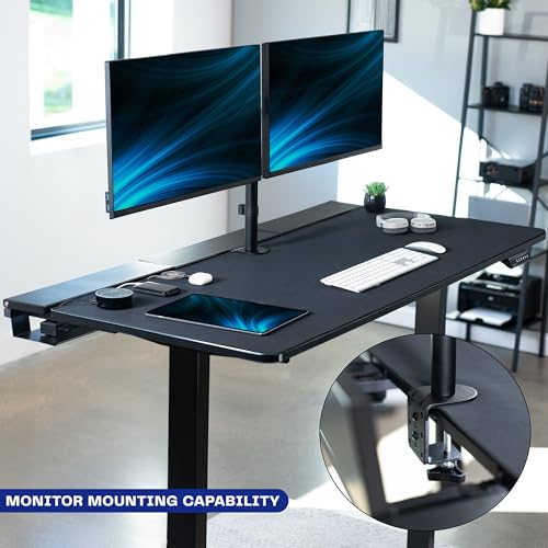 VIVO Electric 60 x 30 inch Standing Desk with Concealed Cable Trays and Full-Size Mouse Pad, Dual Motor Memory Controller Height Adjustment, Black Top Black Frame, DESK-KIT-E2B-P3B VIVO