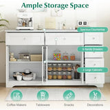 Giantex Large Buffet Cabinet with Storage, 59” Kitchen Cabinet with 4 Doors, 6 Drawers & 2 Adjustable Shelves, Modern Sideboard for Living Room, Coffee Bar, White Giantex