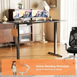 NEWBULIG 55x24 Inch Electric Standing Desk Height Adjustable, Sit Stand Computer Workstations Rising Lift PC Table Ergonomic Riser for Home Office Gaming Writing Student, Black NEWBULIG