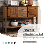 HZSSDTKJ 48'' Solid Wood Console Table Sideboard with 2 Drawers and Cabinets and Bottom Shelf, Retro Style Storage Dining Buffet Server Cabinet, for HZSSDTKJ