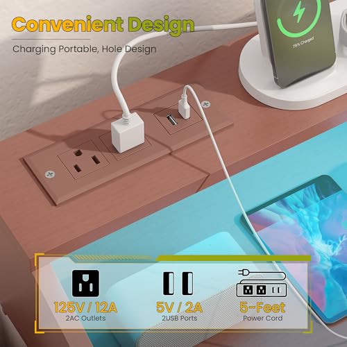 Lulive Dresser for Bedroom with 9 Drawers - Chest of Drawers for Bedroom with LED Light & Charging Station - Kids Adults Chest of Drawers for Living Room Hallway Closet Nursery (Pink) Lulive