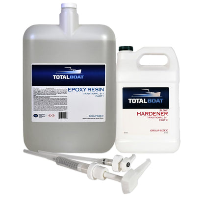 Total Boat TotalBoat 5:1 Epoxy Resin Kit (4.5 Gallons, Slow Hardener), Marine Grade Epoxy for Fiberglass and Wood Boat Building and Repair, Clear - WoodArtSupply