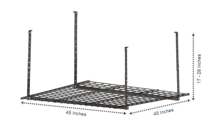 Hyloft 00625 45-Inch x 45-Inch Overhead Steel Garage Storage System, Adjustable Ceiling Mount Storage Rack, Hammertone - WoodArtSupply