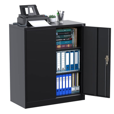 Aobabo Lockable Metal Storage Cabinet with Adjustable Shelves,Office File Cabinet for Secure Storage with 2 Doors,Black,Assembly Required