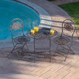 Alpine Corporation Indoor/Outdoor 3-Piece Oval Bistro Set Folding Table and Chairs Patio Seating, Bronze Alpine Corporation