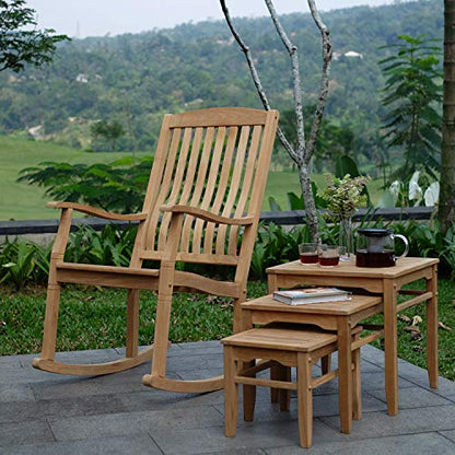 Cambridge Casual Arie Patio Porch Rocking Chair for Outdoor, Single Item/Natural Teak