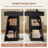 UPOSOJA 55.9 in Executive Desk with Power Outlets, Modern Home Office Desk with Storage Cabinet, Wood Computer Desk Business Workstation Desk Conference Table, Black (Storage Cabinet) UPOSOJA