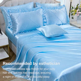 Silk Like Comforter Set Queen Satin Bedding Set Silky Bed in a Bag 8 Pcs with 1 Cushion Cover Pinch Pleat Bed Set Luxury Elegant Silky Ruffle Comforters Bedding_Dreamer