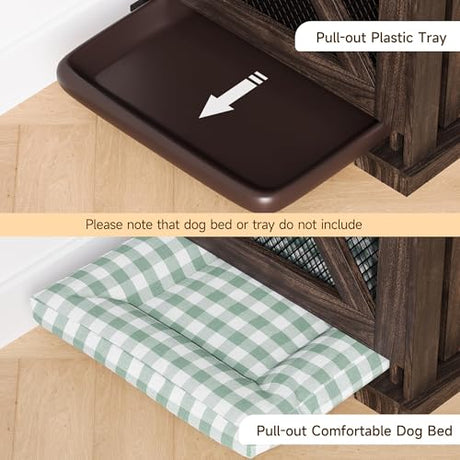71'' Large Dog Crate Furniture for 2 Dogs, XXL Double Door Indoor Wooden Kennel with Removable Divider & Sliding Barn Door, 3-Drawer TV Stand End Table for Medium & Large Dogs ﻿ PeacefulHues