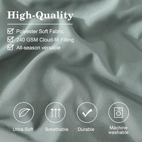 Monbix Full Size Comforter Sets - 7 Pieces Sage Green Bed in a Bag Full Size Bedding Sets with Comforter, Sheets, Pillowcases & Shams Monbix