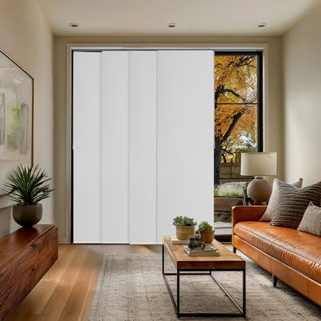 CHICOLOGY Sliding Door Blinds , Blinds for Sliding Glass Doors ,Room Divider , Vertical Blinds for Patio Doors , Sliding Glass Door Blinds Movie Night White (Blackout) W:46-86 x H: 0-96 inch CHICOLOGY