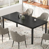 dainslef 79 Inch Industrial Dining Table, Large Rectangle Kitchen Table with Metal Legs, Round Corners, Wooden Conference Tables Writing Desk for Dining Room, Living Room, Classic Black dainslef