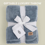 UGG Whitecap Twin Blanket, Soft Cozy Fleece Blanket for Bed, Luxury Fluffy Oversized Throw for Couch, Washable Twin XL Bedding, Dorm Essentials, 66" x 90", Denim Blue UGG